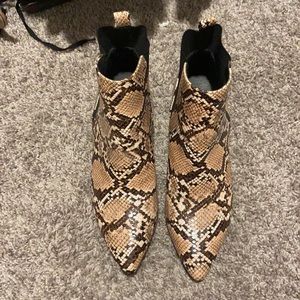 Snakeskin print booties